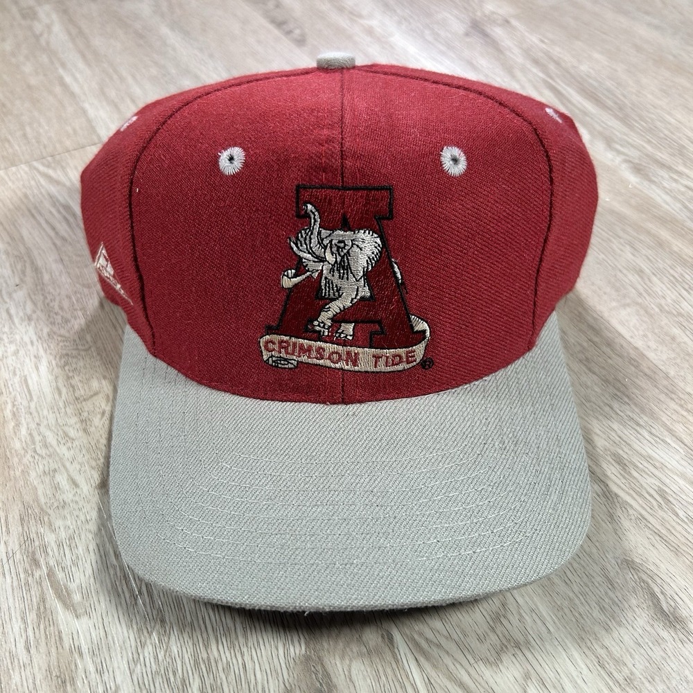 VTG Alabama Crimson Tide Snapback Hat College Apex One Red Blockhead Wool Cap